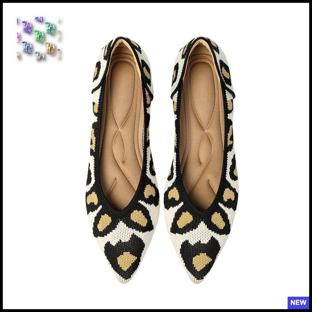 Pointed Toe Knit Ballet Flats Slip On Comfortable Dressy Chic Minimal